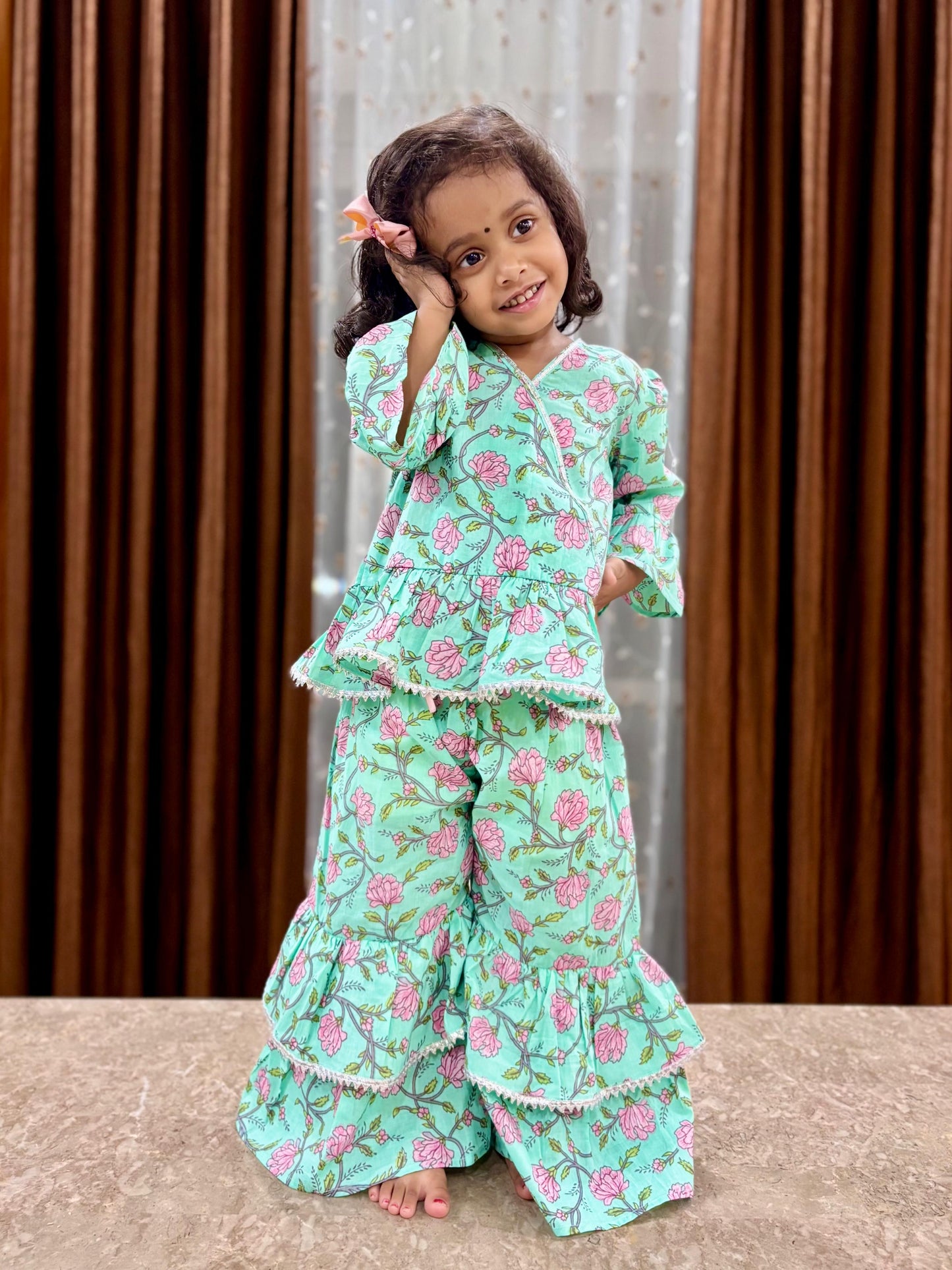 Green Sharara Set