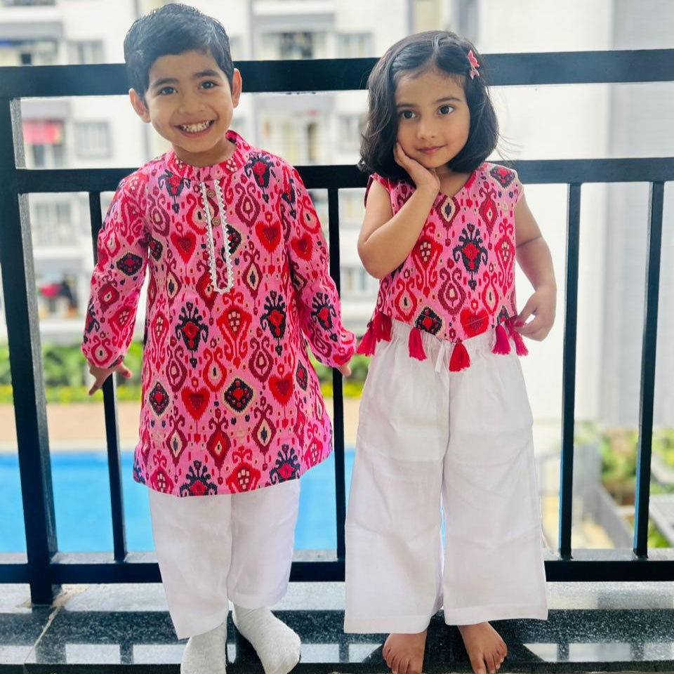 Tassels Sibling Sets-Pink & White