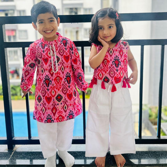 Tassels Sibling Sets-Pink & White
