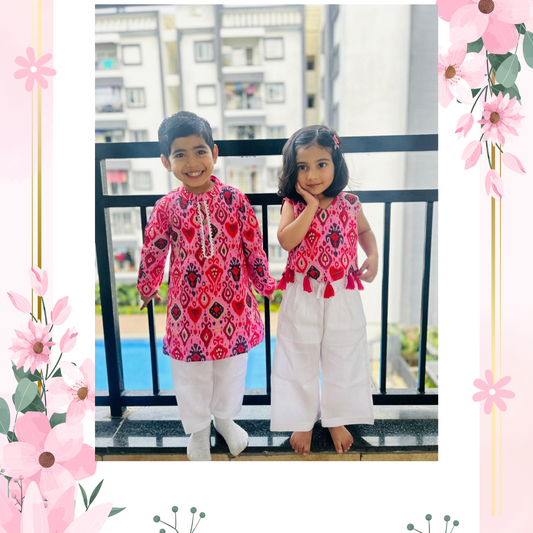 Tassels Sibling Sets-Pink & White